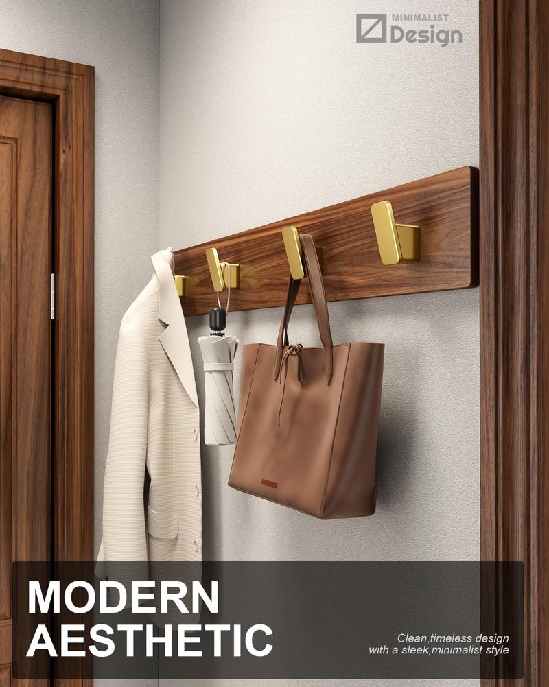 RIVAMBER 4-Pack Brushed Gold Towel Hook for Bathroom, Robe Coat Hook, Heavy Duty Wall Hooks for Hanging Bag Hat Mudroom Bedroom Shower Closet, Drill in Hanger Mount with Screw, Holder Back of Door Outdoor - Image 2